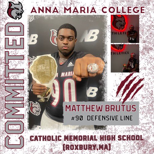 Matthew Brutus (@matthewbru90) on Twitter photo After a talk with the coaching staff at at <a href="/AMCAT_Football/">AMCAT Football</a> I am proud to say I am committed to Anna Maria College. All glory to God. <a href="/Coach_george26/">Danny George</a> <a href="/CoachTKingsley/">Tanner Kingsley</a> <a href="/coachTLewis9/">TreāJon Lewis</a> @Coach_HBrag After a talk with the coaching staff at at <a href="/AMCAT_Football/">AMCAT Football</a> I am proud to say I am committed to Anna Maria College. All glory to God. <a href="/Coach_george26/">Danny George</a> <a href="/CoachTKingsley/">Tanner Kingsley</a> <a href="/coachTLewis9/">TreāJon Lewis</a> @Coach_HBrag
