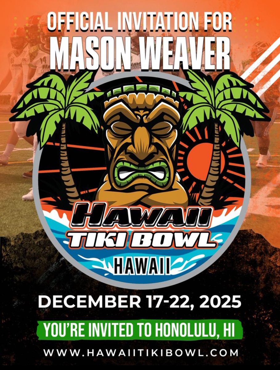 Mason Weaver (@masonweaver_24) on Twitter photo Thankful for the invite to play in the tiki bowl. <a href="/Coach_Webb_/">Lee Webb</a> <a href="/SJ_TrojanFB/">SJ Trojan Football</a> <a href="/Coach_Cudd/">Jacob Cuddington</a> <a href="/Coach_Worls23/">Joey Worley</a> Thankful for the invite to play in the tiki bowl. <a href="/Coach_Webb_/">Lee Webb</a> <a href="/SJ_TrojanFB/">SJ Trojan Football</a> <a href="/Coach_Cudd/">Jacob Cuddington</a> <a href="/Coach_Worls23/">Joey Worley</a>