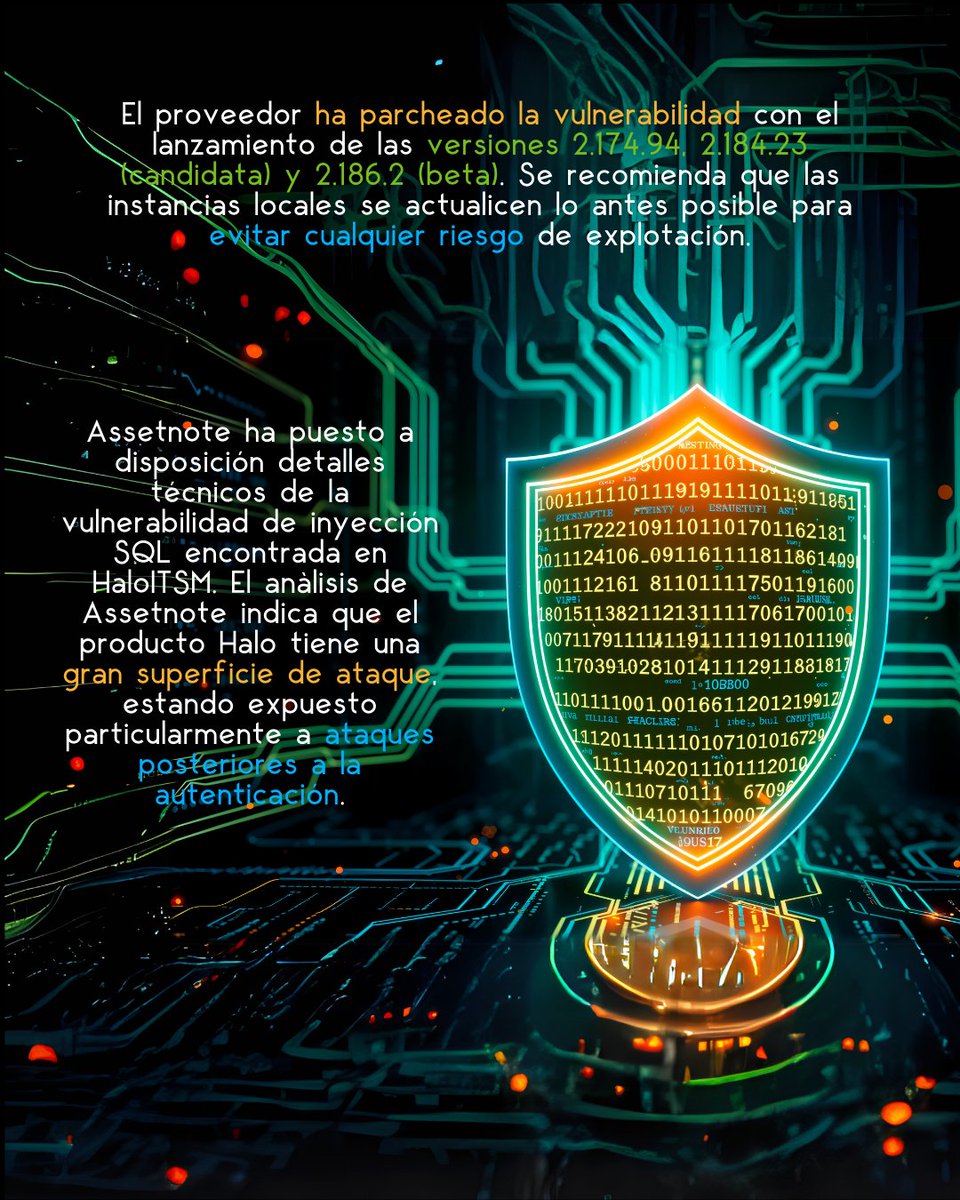 M4nticonsuling's tweet image. ☣️ Una #vulnerabilidad de inyección SQL no autenticada en #Halo ITSM podría haber sido explotada para leer 👀, modificar 📑o insertar datos 🗃.
#Vulnerabilidad #inyeccionsql #HaloITSM #parchesdeseguridad