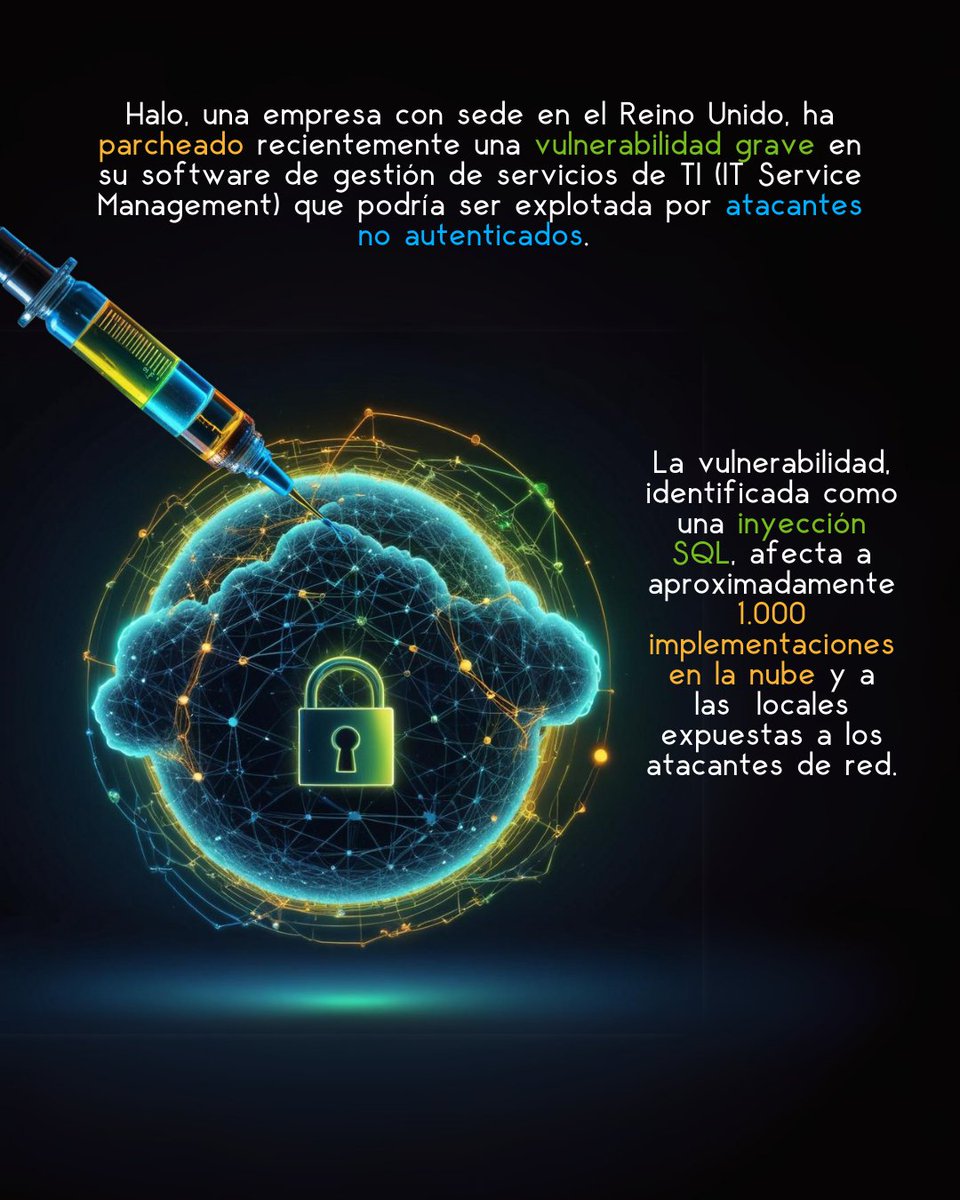 M4nticonsuling's tweet image. ☣️ Una #vulnerabilidad de inyección SQL no autenticada en #Halo ITSM podría haber sido explotada para leer 👀, modificar 📑o insertar datos 🗃.
#Vulnerabilidad #inyeccionsql #HaloITSM #parchesdeseguridad