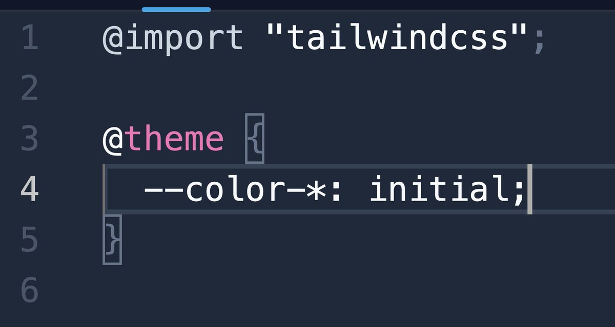 Vivian Guillen 🦋 (@vivgui) on Twitter photo Tailwind Tip 🔥
Working with the default <a href="/tailwindcss/">Tailwind CSS</a> colors is great, but for some projects, you may have your own color palette.
If you only want to see your own colors in the autocomplete, then just add this to your `@ theme` config: `--color-*: initial;` Tailwind Tip 🔥
Working with the default <a href="/tailwindcss/">Tailwind CSS</a> colors is great, but for some projects, you may have your own color palette.
If you only want to see your own colors in the autocomplete, then just add this to your `@ theme` config: `--color-*: initial;`