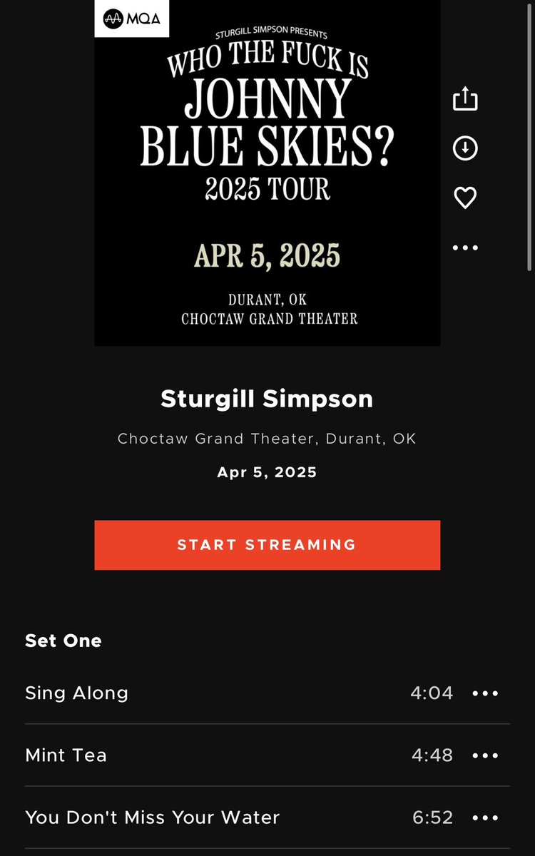 702Sooner's tweet photo. @corbydavidson 
Dude... Sturgill, along with Grateful Dead, and PJ are on Nugs, live recordings of shows 
Choctaw show is already available to stream
https://t.co/gtnppoIj7x https://t.co/KNdD6ADxTm