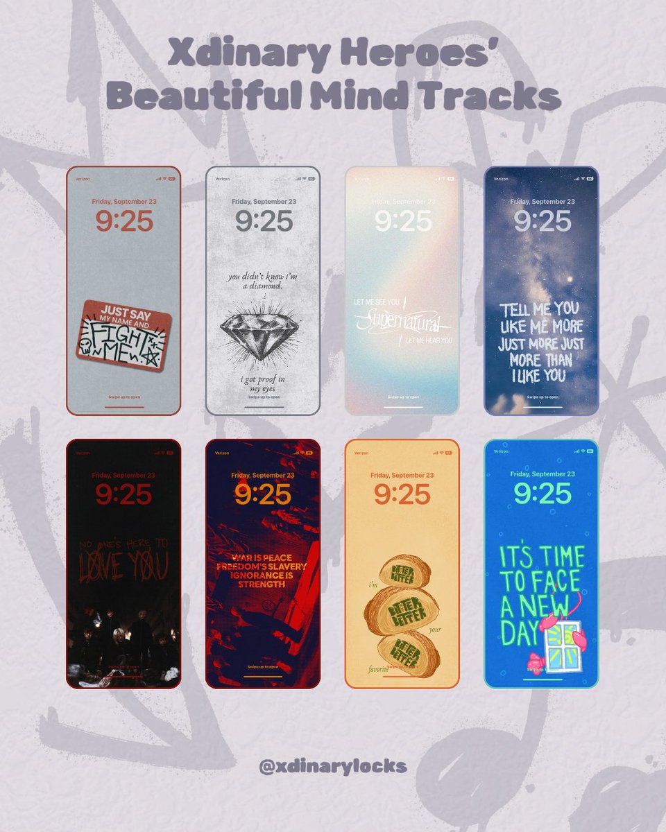 xdinarylocks's tweet photo. Xdinary Heroes Lockscreen / Wallpaper
🏴💿 Beautiful Mind Tracks

#XdinaryHeroes #엑스디너리히어로즈
#Beautiful_Mind #Beautiful_Life
#Gunil #Jungsu #Gaon #Ode #JunHan #Jooyeon
#We_Are_All_Heroes https://t.co/vPUvNuqIUM