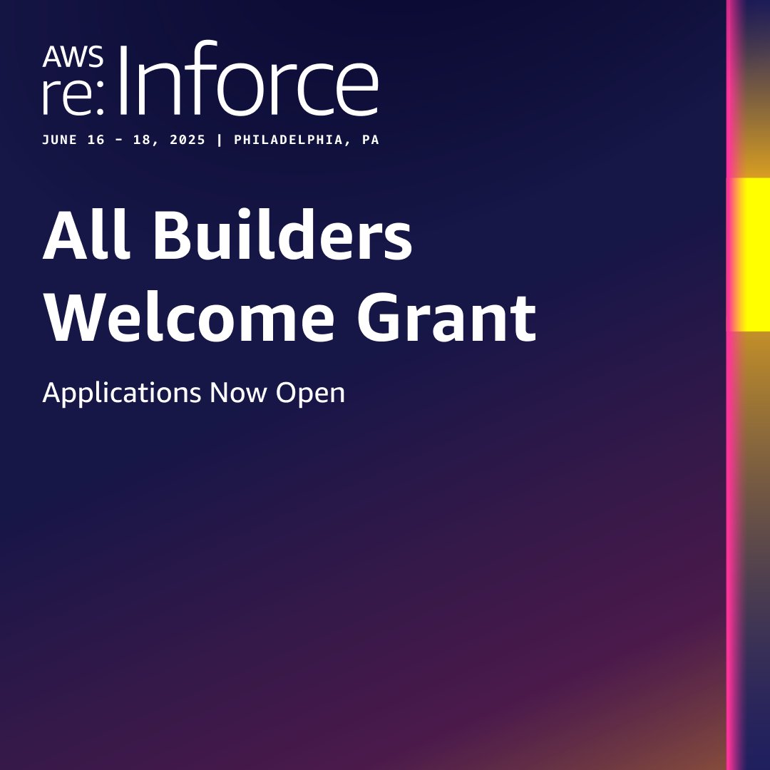 Applications for the #AWS All Builders Welcome Grant are closing soon! 

This grant creates pathways into cloud technology by bringing together early-career builders with varied experiences that fuel innovation. 

Don't miss this opportunity. Apply! 👉 go.aws/3E8Gej4