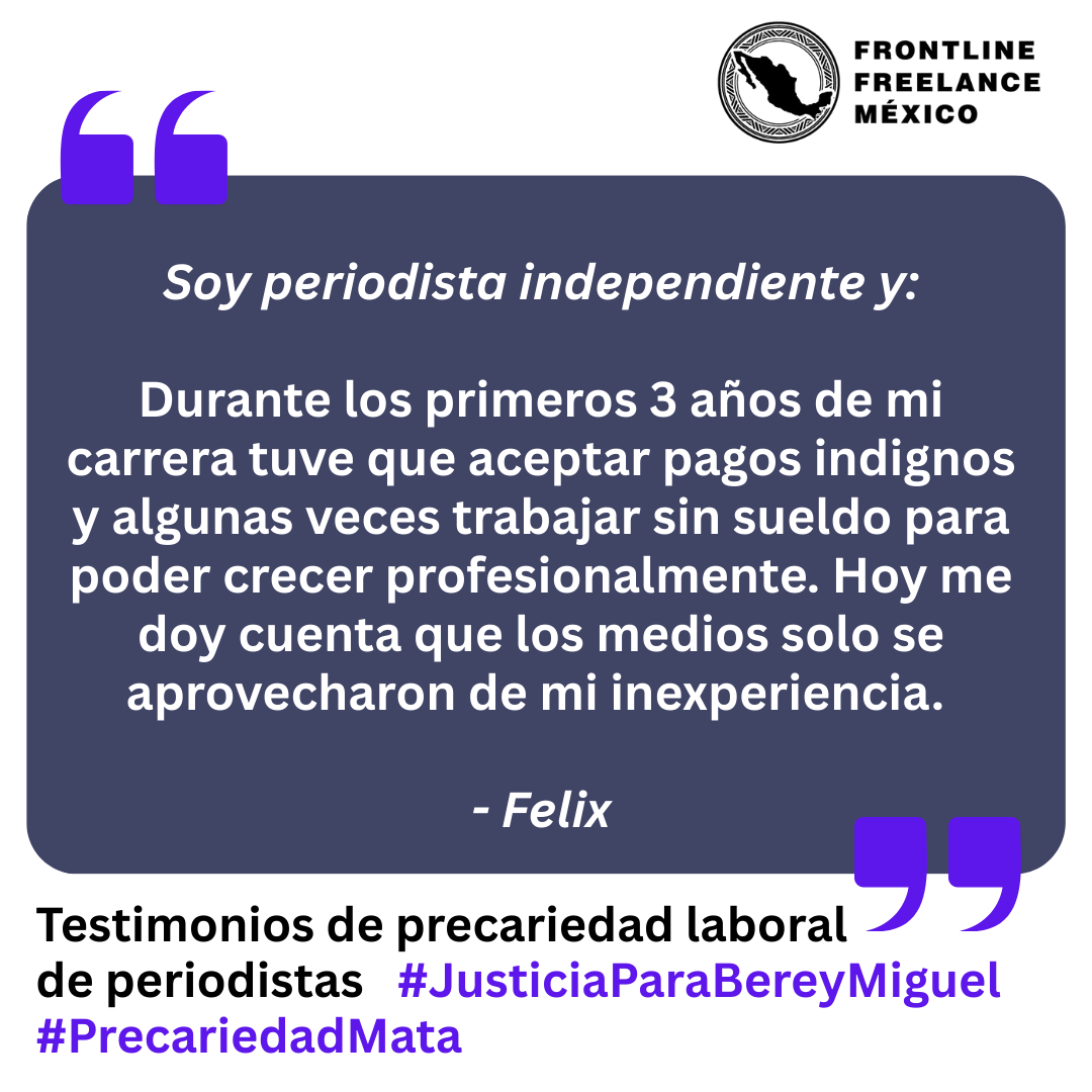 FrFreelanceMex's tweet photo. Ante la tragedia de lxs colegas fotoperiodistas Bere y Miguel,la #ComunidadFFMx comparte algunas de las violencias laborales q ha vivido en la trayectoria como periodistas,comunicadores e informadores.
Los derechos humanos del periodista son inalienables 
#JusticiaParaBereYMiguel https://t.co/nx2SDdcCYm