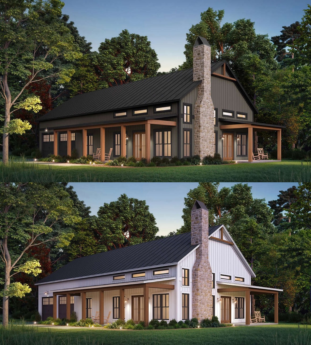 Who's ready for a poll? ✨✨ 

Which exterior of Plan 041-00393 would you choose? Top or bottom? 

Visit our website to learn more about this Barndo today: bit.ly/3Ykjwv4