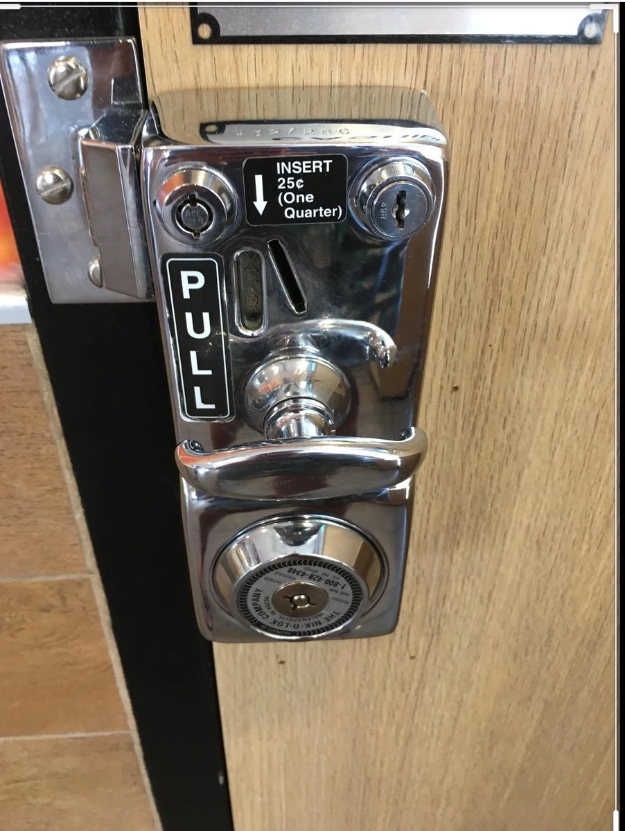 chasedownleads's tweet photo. Bathrooms should NOT be free 

I installed these on the bathroom doors at work and have made $17.75 in the last week (all passive income) 

Bonus tip: Start offering black coffee for free and increase bathroom admission to $2.00 during peak morning hours https://t.co/BhLpH2VSrH