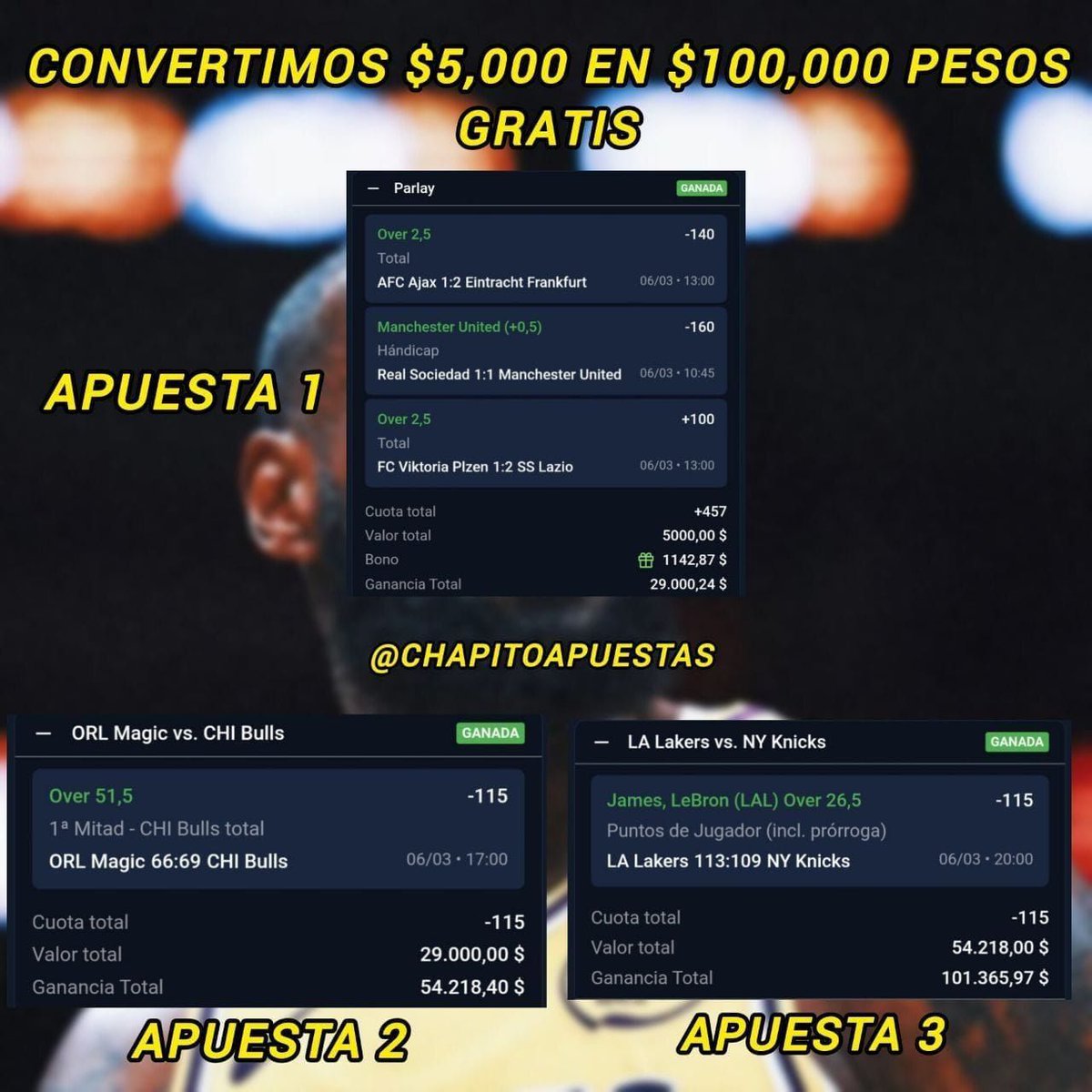 ChapitoApuestas's tweet image. 🚨 | En lo que va del Año, mi Ganancia Neta solamente en RETOS es de $450,000 pesos.

Muchos no entienden y al parecer ni entenderán, que los Retos no se deben de ganar todos para poder tener Utilidad.

La gran ventaja de mis Retos es que si Ganas uno, te da un colchón grandísimo…