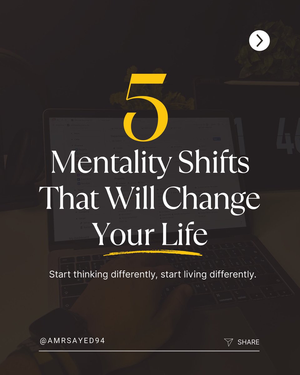 Amr0o94's tweet photo. These 5 mentality shifts changed my life — and they might change yours too.
If you feel stuck, read this:
[Thread]
#productivity #MindsetMatters #SelfImprovement #GrowthThread https://t.co/YY62hWs3Nb