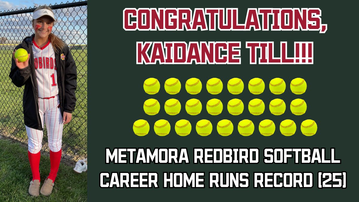 StaabAlex's tweet photo. HISTORY IN LINCOLN!! 

With her two home runs today, @KaidanceTill is your new @SoftballMTHS Home Run Queen, passing Redbird alum Kayla Pacha ('22). 

#ONE #pjspreps https://t.co/GnFTiJKuUW