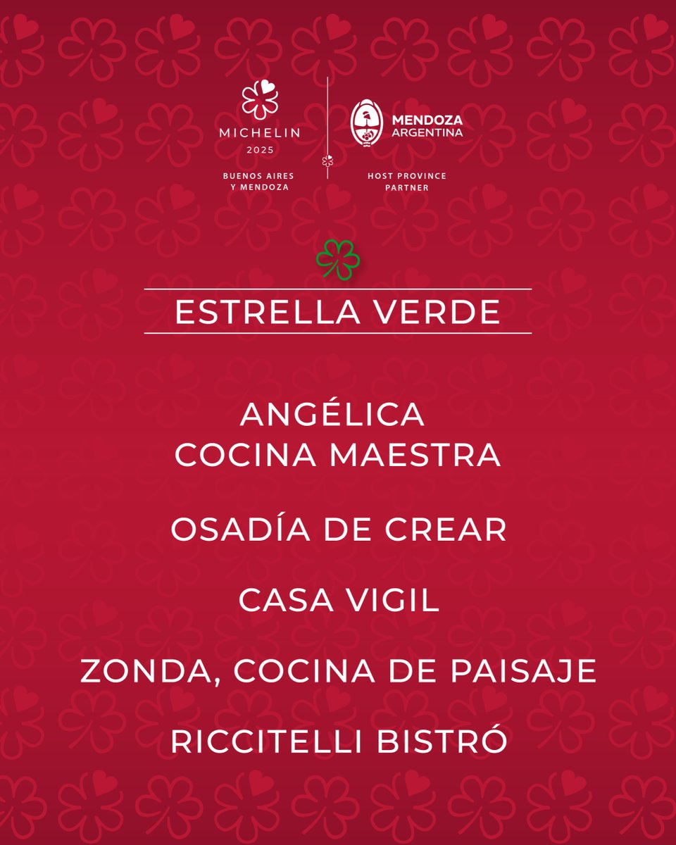 Los restaurantes sostenibles de Mendoza son 👇🏽
👉🏼 OSADÍA DE CREAR
👉🏼 ANGELICA COCINA MAESTRA
👉🏼 ZONDA, COCINA DE PAISAJE
👉🏼 CASA VIGIL
👉🏼 RICITELLI BISTRÓ
¡Gracias por lograr que cada plato sea amigable con el medioambiente! 👏🏽
#MichelinEnMendoza #GuiaMichelinARG #MichelinStar25