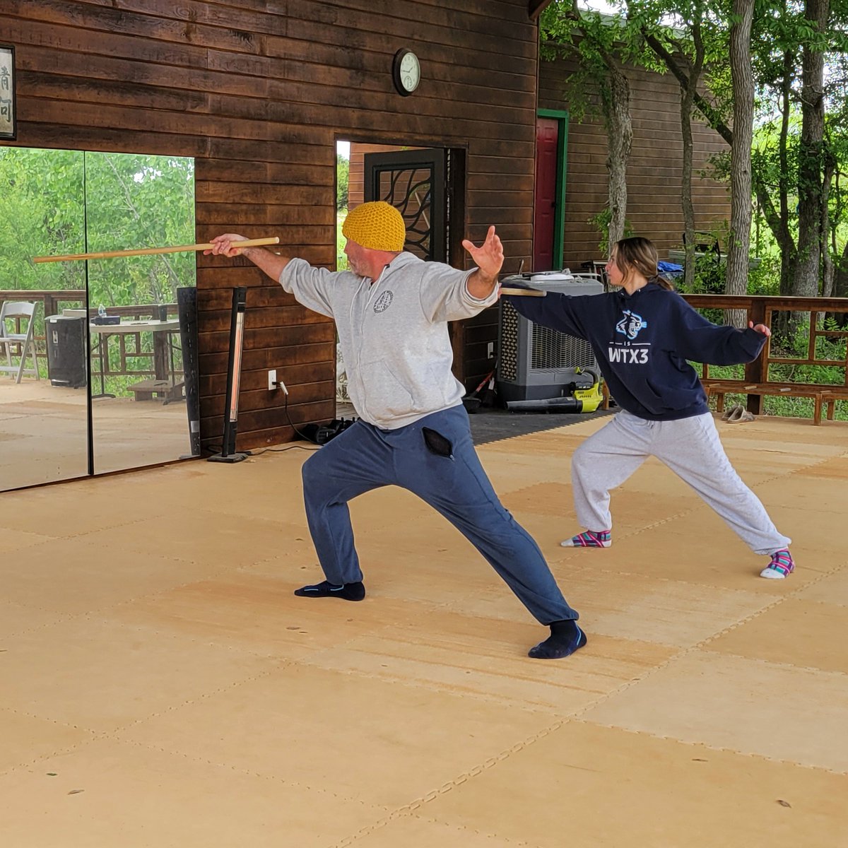 We  braved the cold for our first stunt fighting training! Stunt  coordinator Kelly Riot and weapons expert Master Ali took actors Izzy and Moon through the basics of sword combat needed for "Ava Everheart: Champion of Earth?!"