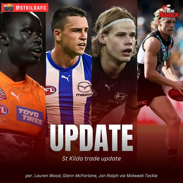TradeTalkAFL's tweet photo. St Kilda have a healthy Warchest with the saints set to targets big names this trade period. 
TDK - reportedly considering the offer
Bergman - the go home factor and was a saints fan
Aleer - wants more game time
#AFL #GoSaints #AFLTrade #SaintsFC https://t.co/bjbIoaWKj6
