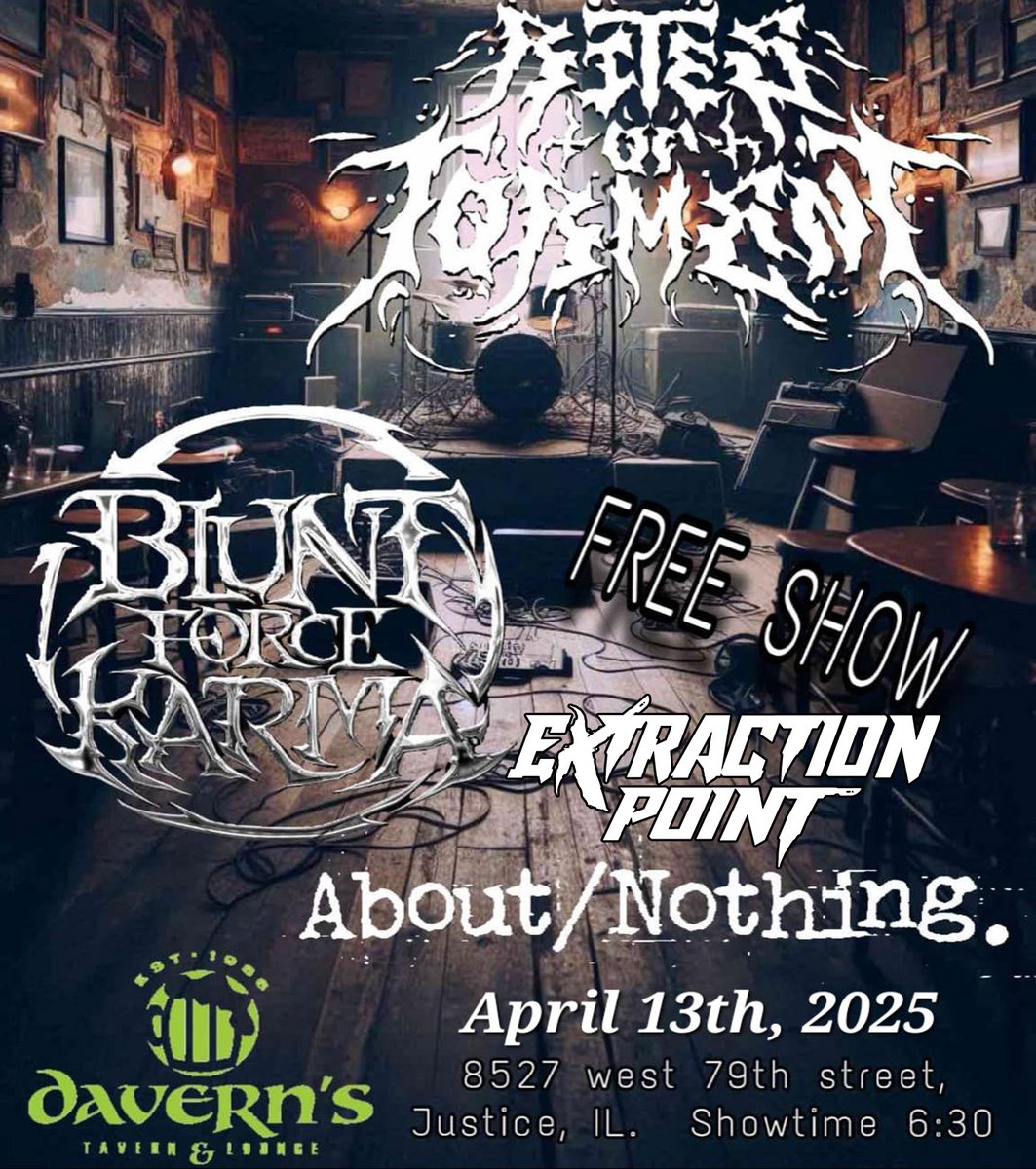 THIS SUNDAY 4/13 FREE SHOW at <a href="/DavernsTavern/">DavernsTavern</a> Come enjoy a night of Metal,Food, and Beer.👊🏻🤟🏻🍺