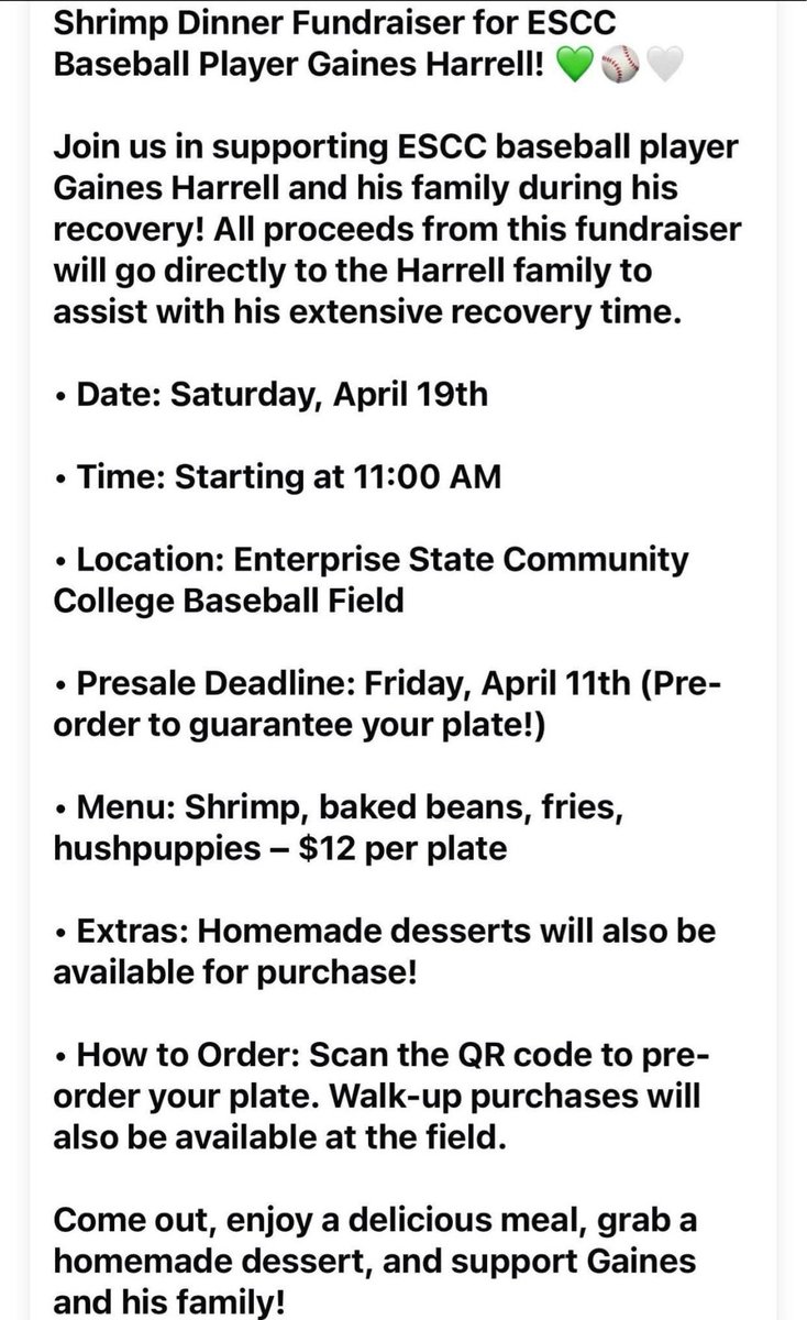 coachbfric's tweet image. Come enjoy a fine shrimp dinner and support Gaines Harrell at a Boll Weevil game.
@EnterpriseState @weevilathletics