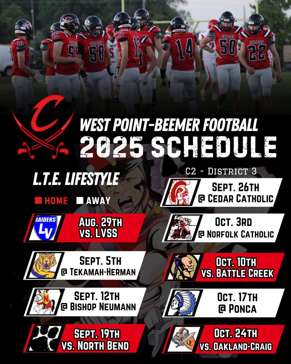 2025 Cadets Football Schedule 🟥⬛️⬜️
#LTE_Lifestyle #CadetPride