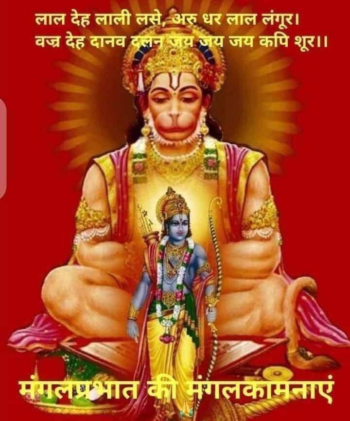शुभ प्रभात🙏
शुभ मंगलवार
🕉🕉🕉🕉🕉
ॐ श्री हनुमते नमः
ॐ हं हनुमतये नमः
अतुलितबलधामं हेमशैलाभदेहं, 
दनुजवनकृशानुं ज्ञानिनामग्रगण्यम् ! 
सकलगुणनिधानं वानराणामधीशम् , 
रघुपतिप्रियभक्तं वातजातं नमामि !! 
#जय_श्री_हनुमान
🙏🙏🙏🙏🙏🚩🚩