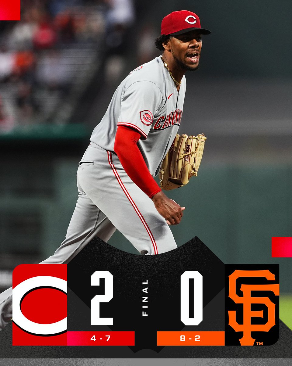 MLB's tweet photo. Hunter Greene and the @Reds end San Francisco's 7-game ride. https://t.co/1QRYhZ9rAT