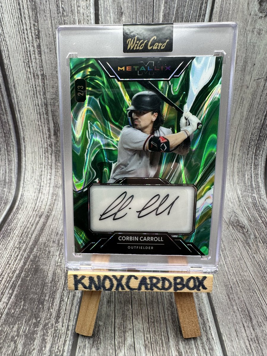 KnoxCardBox's tweet photo. 2024 Wild Card Metallix treated me well, wouldn’t you say @CardPurchaser?

#baseballcards #autograph #rookiecard #prospectauto https://t.co/azoakfg4Tl