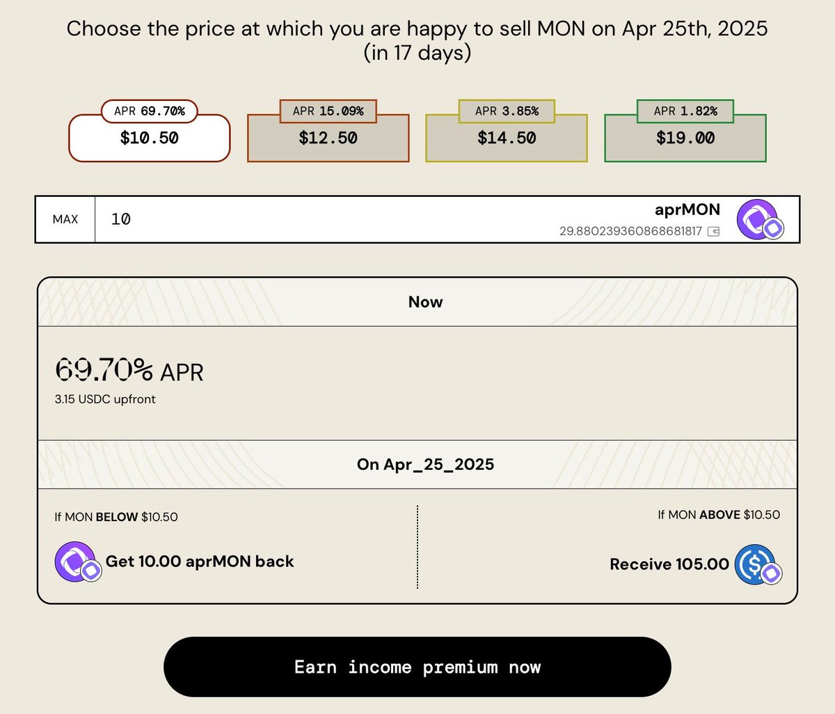 The Monad OG (@themonadog) on Twitter photo A step-by-step guide to using <a href="/ryskfinance/">rysk finance && 🤌</a> on the Monad Testnet, offering up to 71% APR:
1. Go to app.rysk.finance
2. Connect your wallet (Phantom recommended) and switch to Monad Testnet
3. Earn upfront yield plus staking yield using WMON, sMON, aprMON, shMON, or WETH A step-by-step guide to using <a href="/ryskfinance/">rysk finance && 🤌</a> on the Monad Testnet, offering up to 71% APR:
1. Go to app.rysk.finance
2. Connect your wallet (Phantom recommended) and switch to Monad Testnet
3. Earn upfront yield plus staking yield using WMON, sMON, aprMON, shMON, or WETH
