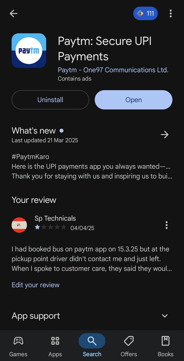 spaw7611's tweet image. Pls boost this #boycottpaytm #Chineseapp #viral #boycottone97 @vijayshekhar #fraud @uptransportdept @dir_ed @jagograhakjago  
Booked bus tkt Rs 2K via Paytm 15.3.25; bus left w/o me.  
Paytm not refunding.  
#help #strike