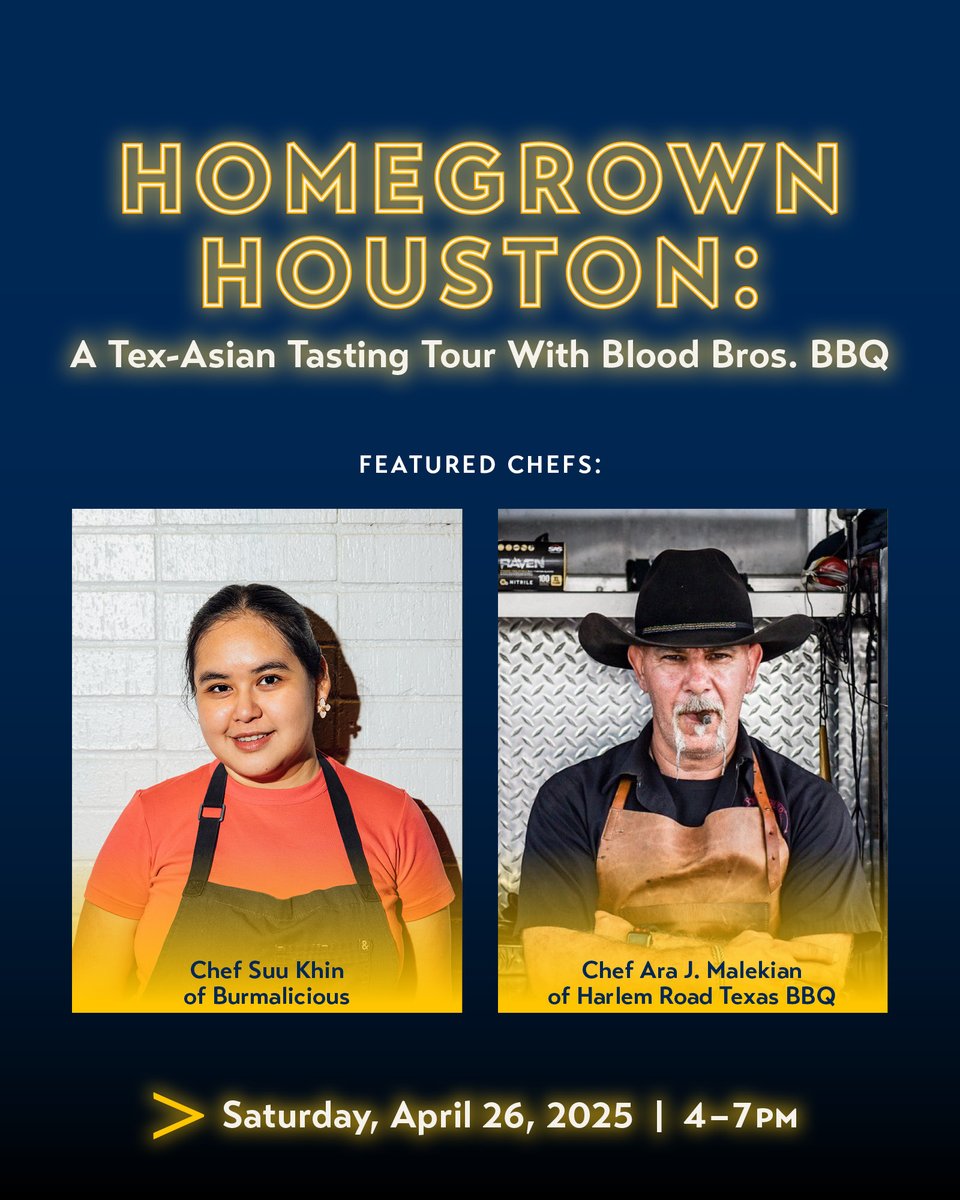 asiasocietytx's tweet photo. We're thrilled to welcome Suu Khin and Ara J. Malekian @HARLEMRDBBQ at our Homegrown Houston tasting tour! On April 26, Khin brings Burmese traditions and Malekian contributes "a symphony of flavors" in this evening of Tex-Asian barbecue. » https://t.co/Fh3KKl3p2O https://t.co/Z3P9l3QWz2