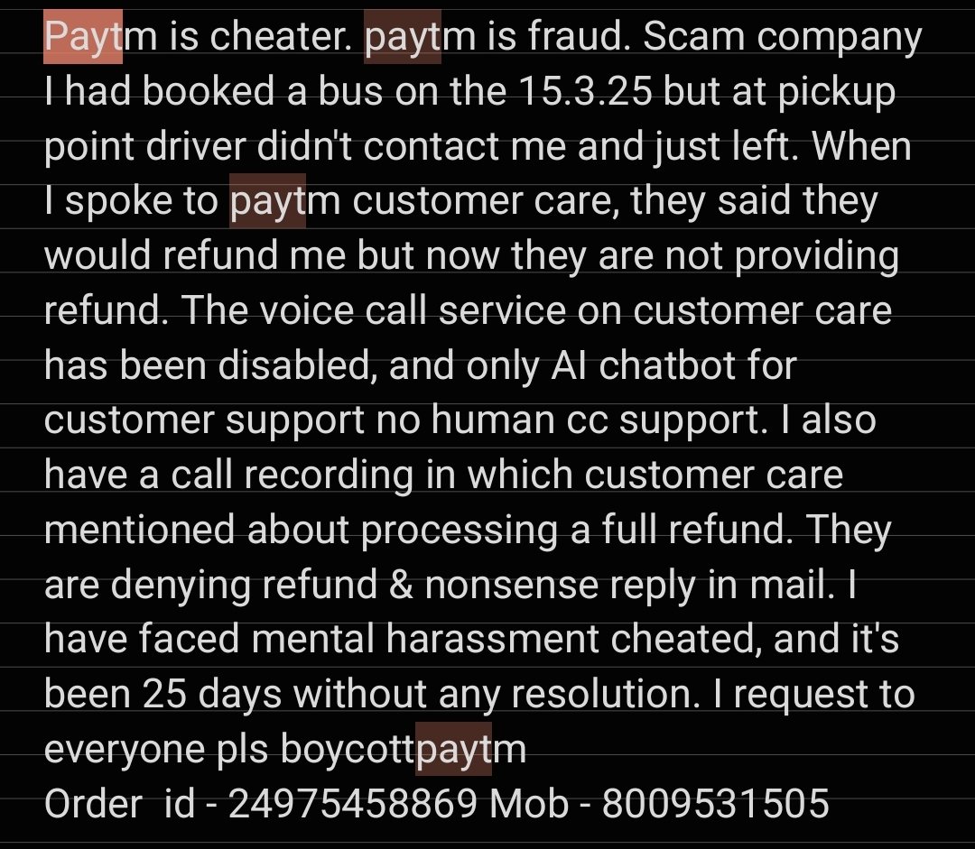 spaw7611's tweet image. Pls boost this #boycottpaytm #Chineseapp #viral #boycottone97 @vijayshekhar #fraud @uptransportdept @dir_ed @jagograhakjago  
Booked bus tkt Rs 2K via Paytm 15.3.25; bus left w/o me.  
Paytm not refunding.  
#help #strike