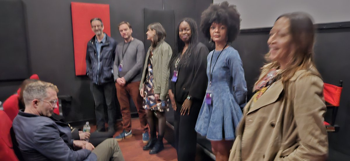 At the International Sci Fi shorts on Sunday at Stuart Cinema and Cafe, from right Director Liz Guaraccino ( HIDDEN AGENDA) , lead actor Kayla Green, director Mora Carew (PAINT), lead actor Kersti Bryan,Director Dane Williams (DISCORPORATE), Director Georg Koszulinski  (CREATURE)