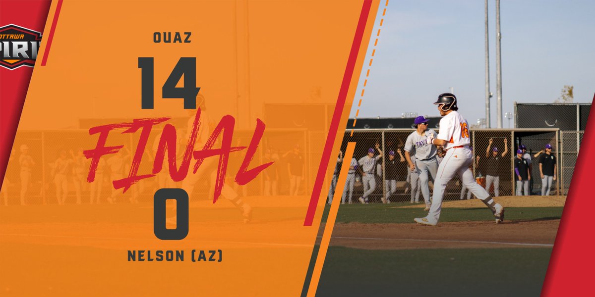 OUAZ Spirit (@ouazspirit) on Twitter photo <a href="/OUAZBaseball/">OUAZ Baseball</a> FINAL
OUAZ- 14
NELSON (AZ)- 0
NOTABLES:
D. Fraser: 2/2, 1 RUN, 2 RBIs
J. Winters: 1/3, 1 RUN, 2 RBIs
C. Duggan: 1/2, 1 RUN, RBI
M. Carter: 1/3, 2 RUNS
J. Dominguez: 1 IP, 0 RA, 0 HITS, 1 K, WIN
#WeAreOUAZ <a href="/OUAZBaseball/">OUAZ Baseball</a> FINAL
OUAZ- 14
NELSON (AZ)- 0
NOTABLES:
D. Fraser: 2/2, 1 RUN, 2 RBIs
J. Winters: 1/3, 1 RUN, 2 RBIs
C. Duggan: 1/2, 1 RUN, RBI
M. Carter: 1/3, 2 RUNS
J. Dominguez: 1 IP, 0 RA, 0 HITS, 1 K, WIN
#WeAreOUAZ