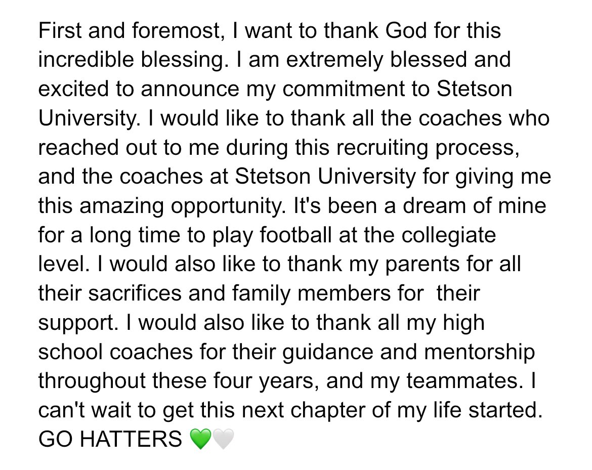 Corbin Young (@corbinyoun55) on Twitter photo #Hatternation #commited #DefendDeland <a href="/StetsonFootball/">Stetson Football</a> <a href="/BIGshadowMIKE/">Coach Mike Jasper</a> <a href="/CoachSmith91/">Herman Smith</a> <a href="/Coach_Denson863/">TJ Denson</a> <a href="/BigPlayRay50/">Raymond McNeil</a> <a href="/BayAreaLAB/">Coach βQuakeβ Joseph</a> <a href="/_TrenchAcademy/">The Trench Academy</a> <a href="/Godsgift_Nate/">Nate Paxton</a> <a href="/SportsBrevard/">BrevardSportsNetwork</a> <a href="/RecruitCenFL/">Central Florida Recruitingπ</a> <a href="/prepsrecruit/">Preps Recruiting</a> <a href="/CoachTillman/">Willie Jamel Tillman</a>
God is Goodππ€ #Hatternation #commited #DefendDeland <a href="/StetsonFootball/">Stetson Football</a> <a href="/BIGshadowMIKE/">Coach Mike Jasper</a> <a href="/CoachSmith91/">Herman Smith</a> <a href="/Coach_Denson863/">TJ Denson</a> <a href="/BigPlayRay50/">Raymond McNeil</a> <a href="/BayAreaLAB/">Coach βQuakeβ Joseph</a> <a href="/_TrenchAcademy/">The Trench Academy</a> <a href="/Godsgift_Nate/">Nate Paxton</a> <a href="/SportsBrevard/">BrevardSportsNetwork</a> <a href="/RecruitCenFL/">Central Florida Recruitingπ</a> <a href="/prepsrecruit/">Preps Recruiting</a> <a href="/CoachTillman/">Willie Jamel Tillman</a>
God is Goodππ€