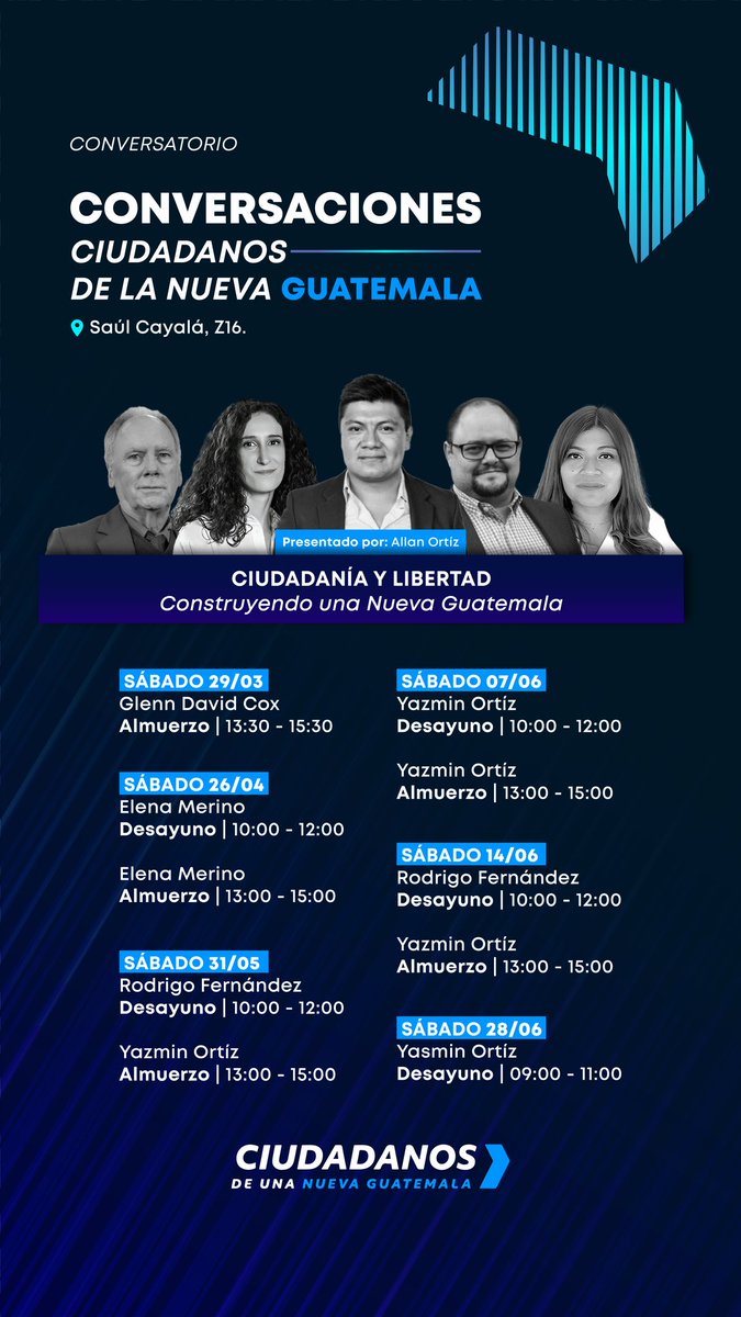 ¡Únete a la conversación!

Esta es la oportunidad para participar activamente en una comunidad política liberal con propuestas y visión de largo plazo. 

#CiudadanosGT

Inscripciones 
👇

docs.google.com/forms/d/e/1FAI…