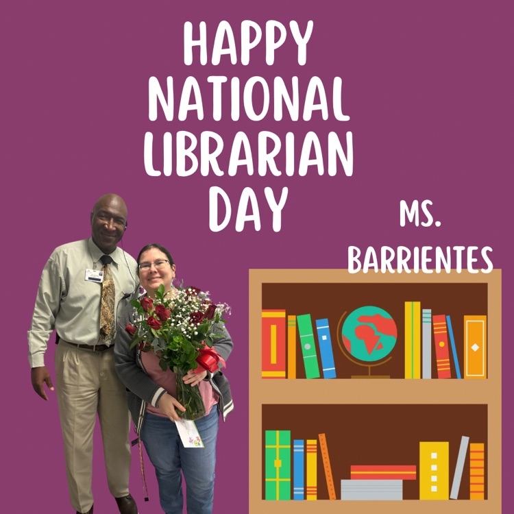 DriscollRangers's tweet photo. 📚 Happy National Librarian Day! 🎉 Today we celebrate the amazing work of Ms. Barrientes. Thank you for fostering a love of reading, knowledge, and community! #NationalLibrarianDay #TakingItToTheNextLevel #RangerPride https://t.co/ZMbDGG18Px