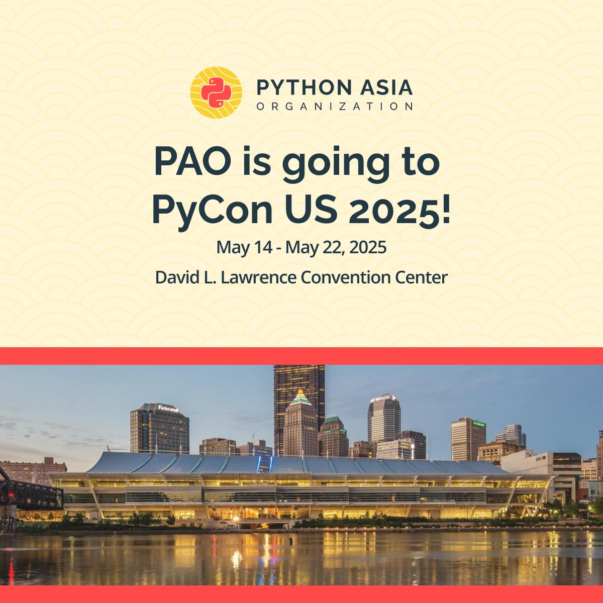 PythonAsiaOrg's tweet image. We’re thrilled to announce that PAO will be at #PyConUS2025! 📷

Catch us at our booth to learn more about #PythonAsiaOrganization, meet our team, and explore collaboration opportunities across Asia. See you there!
