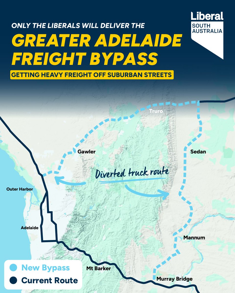 The Liberals will get heavy trucks off Portrush Road, Cross Road and local streets if elected.

The State Liberal team will commit $211 million, to co-fund the Greater Adelaide Freight Bypass solution for South Australia, joining with the Federal Coalition’s $840 million pledge.