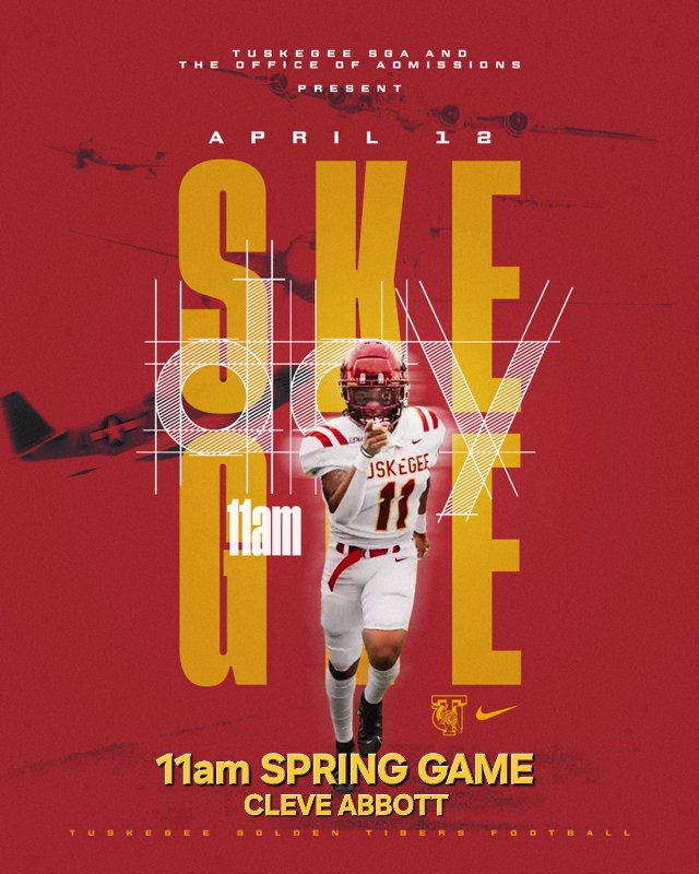 Skegee Day❤️💛❤️
<a href="/SkegeeFootball/">Tuskegee Football</a> 
<a href="/MyTUAthletics/">Tuskegee Athletics</a> 
<a href="/HBCUSports1/">HBCU Premier Sports & More</a> 
<a href="/HBCUGameday/">HBCU Gameday</a>