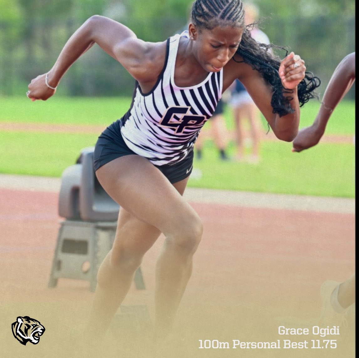 Sophomore <a href="/Grace_amara27/">Grace Ogidi</a> runs a Personal Best time of 11.75 (w) in the 100m dash at the 16-6A District Meet. Catch Grace running last leg on the 4x200m relay at the Area meet this Friday.