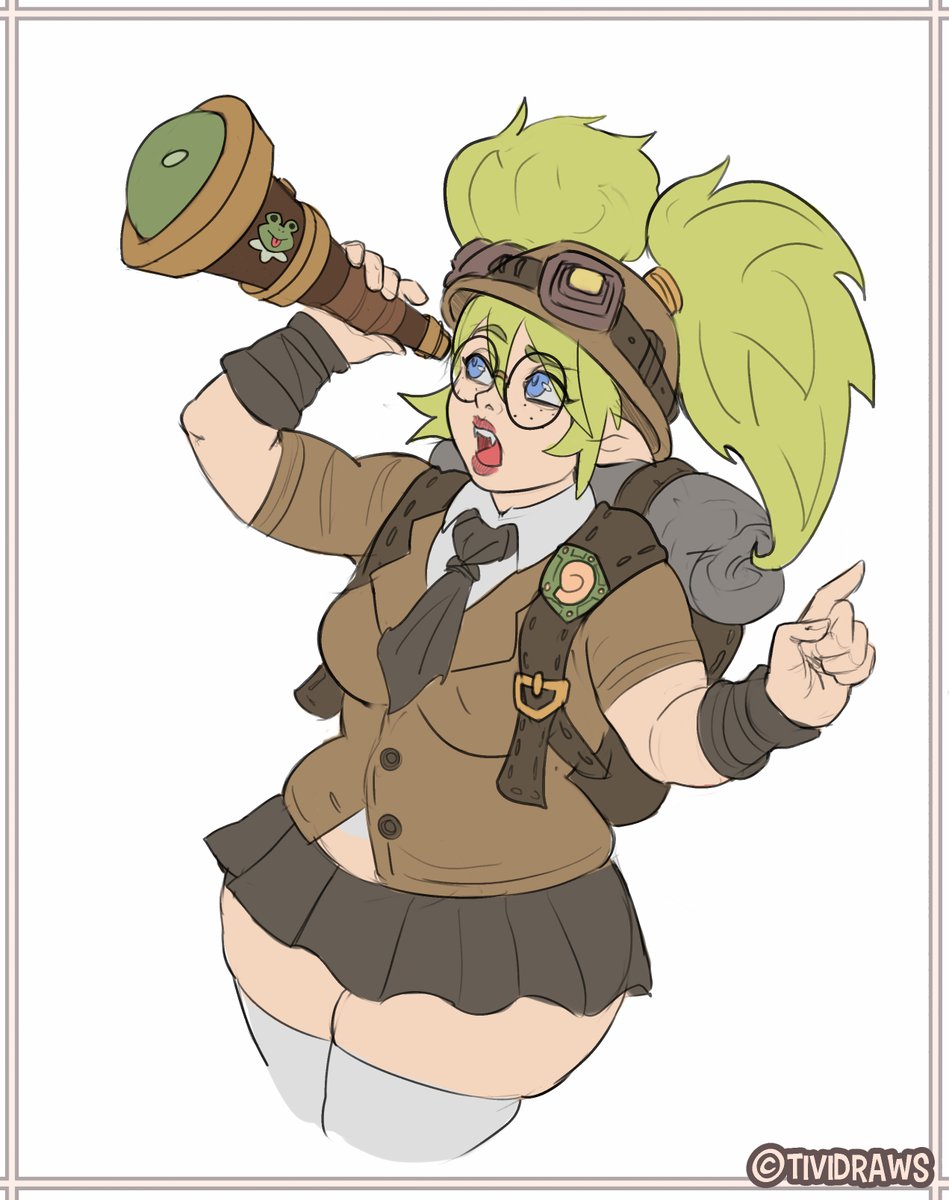 A halfling girl who is a total history geek and an obsessed archeologist / fossil enjoyer.

#oc #originalcharacter #sketch #animeart #wip #pixiv #pinup #fantasyart #chubby