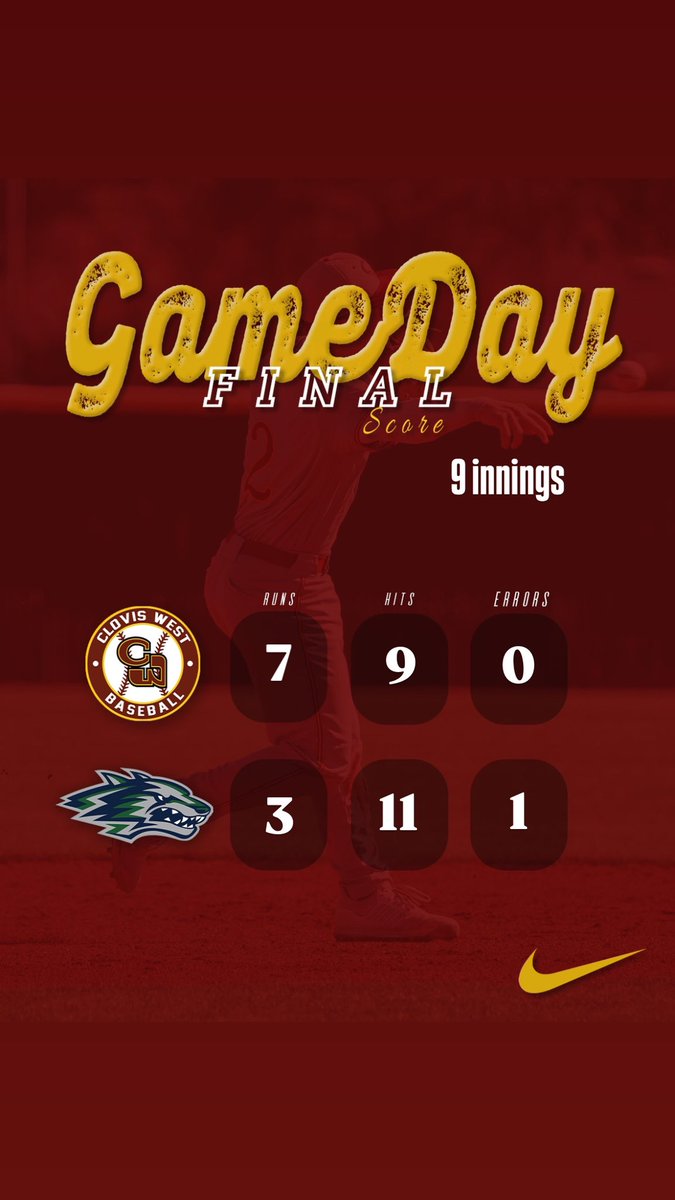 Golden Eagles win the series opener in 9 innings. 
WP: Peyton Miscione, 2IP, 0R, 2K
A. Griffin: 3 IP, 0R
Borboa: 4IP, 2R 

Santillan: 2-4, 2B, 2R
Gonzales: BB,R
Raygoza: 2-4, 2B, RBI
Miscione: 1-3, R, 2RBI
Steward: RBI
Jackson: HR, 3 RBI
Manos: 2-3, 2B
Cortez: 1-3, 2R