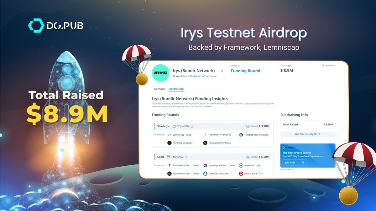 🎆 IRYS ARCADE TESTNET AIRDROP 🎆

✅ Raised $8.9M
✅ Backed by Framework, Lemniscap, and others.

<a href="/irys_xyz/">Irys (✧ᴗ✧)</a> has launched its Testnet. Let's get in on this right away!

Check out this thread to explore <a href="/irys_xyz/">Irys (✧ᴗ✧)</a> and how to earn airdrop (0/4)👇🧵

#DGPub #Irys #testnet #airdrop