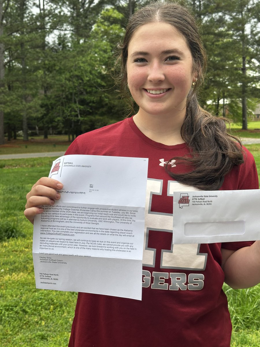 Hatsumi “Hat” Peterson 2028 (@hatsumi_2028) on Twitter photo Thank you <a href="/JaxStateSB/">Jax State Softball</a> for the mail!
I hope to see you this upcoming summer for your camp!
<a href="/HolliMitchell8/">Holli Mitchell</a> <a href="/JulieBoland5/">Julie Boland</a> <a href="/CoachSims_JSU/">Hayley Sims</a> <a href="/GarrettSkelton5/">Garrett Skelton</a> <a href="/HselleHighSball/">Hartselle High Softball</a> <a href="/HHSTigerSports/">Hartselle High Athletics</a> <a href="/AGTVallery14u/">Athletics Gold Tamborra/Vallery - 14u</a> <a href="/AGTamborra/">AthleticsGoldTamborra</a> Thank you <a href="/JaxStateSB/">Jax State Softball</a> for the mail!
I hope to see you this upcoming summer for your camp!
<a href="/HolliMitchell8/">Holli Mitchell</a> <a href="/JulieBoland5/">Julie Boland</a> <a href="/CoachSims_JSU/">Hayley Sims</a> <a href="/GarrettSkelton5/">Garrett Skelton</a> <a href="/HselleHighSball/">Hartselle High Softball</a> <a href="/HHSTigerSports/">Hartselle High Athletics</a> <a href="/AGTVallery14u/">Athletics Gold Tamborra/Vallery - 14u</a> <a href="/AGTamborra/">AthleticsGoldTamborra</a>