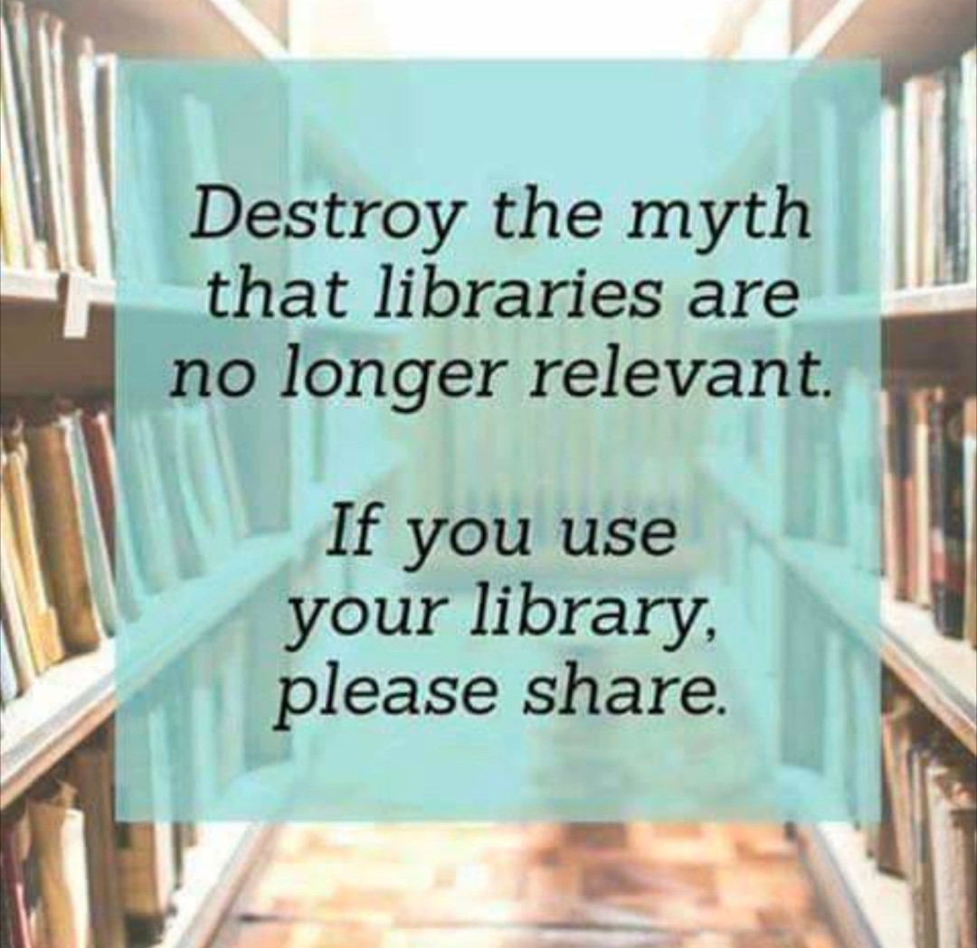 Share and Celebrate National Library Week by visiting your local library, getting a library card, or checking something out from your local branch! #NationalLibraryWeek and destroy this foolish myth RT