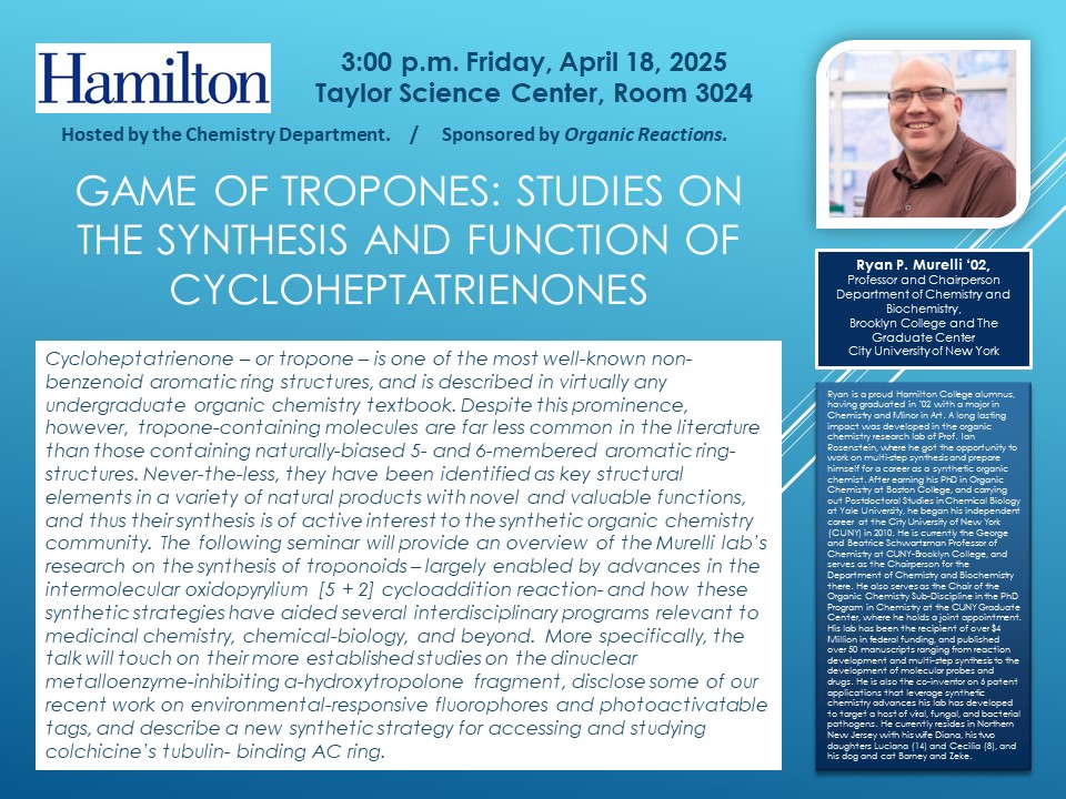 Organic Reactions (@orgreactions) on Twitter photo We're excited that Professor Ian Rosenstein from <a href="/HamiltonCollege/">Hamilton College</a> will be hosting Professor Ryan Murelli from <a href="/BklynCollege411/">Brooklyn College</a> on April 18th for an <a href="/OrgReactions/">Organic Reactions</a> lecture! If you are able to attend this seminar, check out the flyer for details. #organicreactions <a href="/ACSorganic/">ACS Organic Division</a> We're excited that Professor Ian Rosenstein from <a href="/HamiltonCollege/">Hamilton College</a> will be hosting Professor Ryan Murelli from <a href="/BklynCollege411/">Brooklyn College</a> on April 18th for an <a href="/OrgReactions/">Organic Reactions</a> lecture! If you are able to attend this seminar, check out the flyer for details. #organicreactions <a href="/ACSorganic/">ACS Organic Division</a>