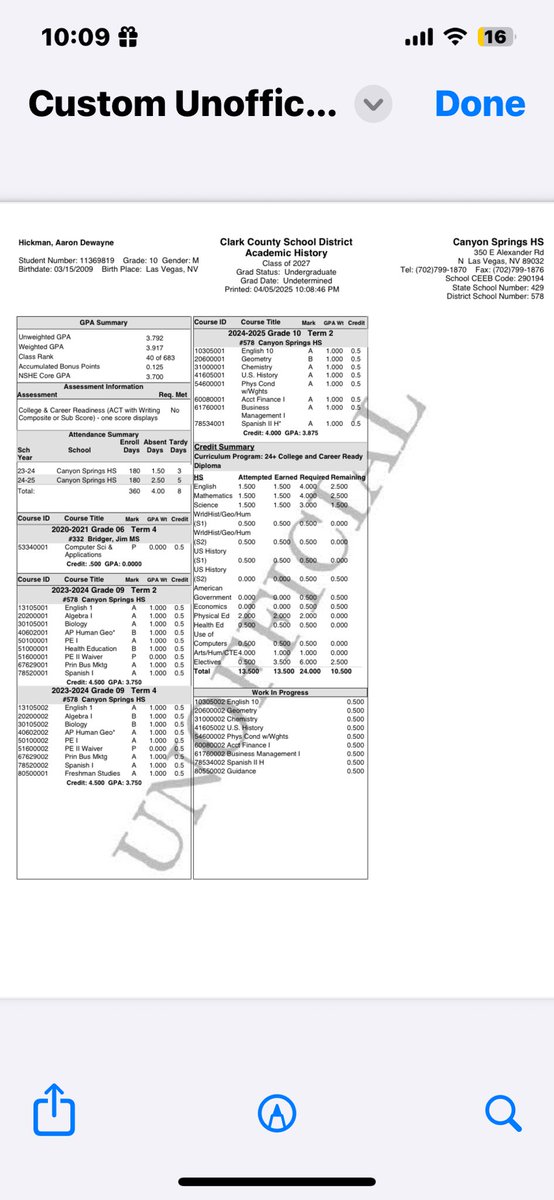 Aaron Hickman (@aaronhickman_) on Twitter photo My Transcript & GPA so far for school. TOP 40 Student!!
<a href="/CoachQBurts/">Quincy Burts</a> <a href="/ttherzog/">Coach Trent Herzog</a> <a href="/BlairAngulo/">Blair Angulo</a> <a href="/Cinjun_Erskine/">Cinjun Erskine</a> @recruitvegas <a href="/PrepRedzoneNV/">Prep Redzone Nevada</a> <a href="/phase1football/">Donte Jasames, Phase1 Recruiting</a> <a href="/247Sports/">247Sports</a> <a href="/RivalsCamp/">Rivals Camp Series</a> My Transcript & GPA so far for school. TOP 40 Student!!
<a href="/CoachQBurts/">Quincy Burts</a> <a href="/ttherzog/">Coach Trent Herzog</a> <a href="/BlairAngulo/">Blair Angulo</a> <a href="/Cinjun_Erskine/">Cinjun Erskine</a> @recruitvegas <a href="/PrepRedzoneNV/">Prep Redzone Nevada</a> <a href="/phase1football/">Donte Jasames, Phase1 Recruiting</a> <a href="/247Sports/">247Sports</a> <a href="/RivalsCamp/">Rivals Camp Series</a>