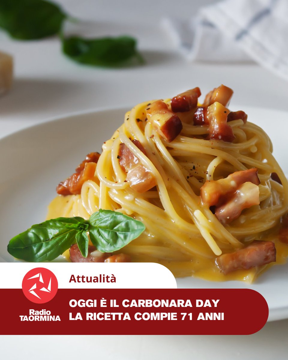 La celebre pasta alla carbonara compie 71 anni! 🍝 

La sua prima apparizione risale al 1954 sulle pagine de "La Cucina Italiana", con una ricetta che includeva ingredienti sorprendenti come aglio, gruviera e pancetta. 
.
.
.
#carbonaraday #food #pasta