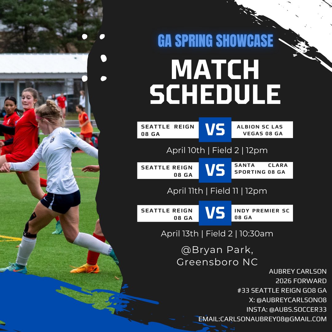 I will be at the GA Spring Showcase April 10th-13th.. super excited! Go Reign 🔥🔥