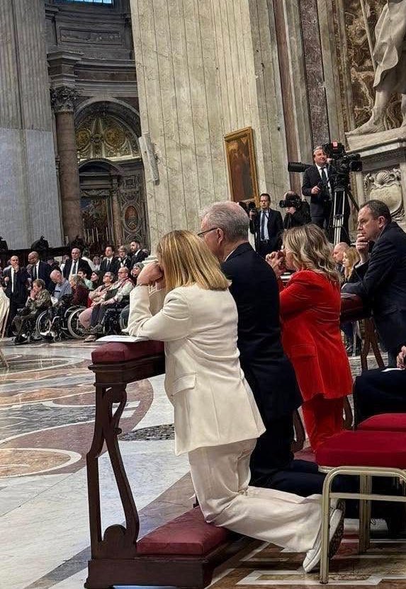 Italy’s Catholic Prime Minister, Giorgia Meloni, attend Mass at St. Peter’s Basilica in the Vatican to mark the 20th death anniversary of Pope John Paul II.

Image: Посольство України при д
Святому Престолі