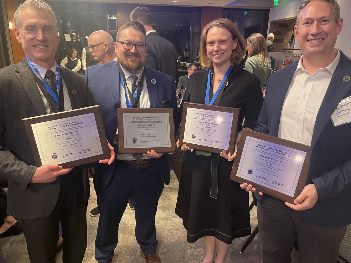 DrScheatzle's tweet image. Proud to be elected tonight, a Fellow in the American Osteopathic College of Physical Medicine and Rehabilitation! @aocpmr @AOA @ohiou @OhioDOs