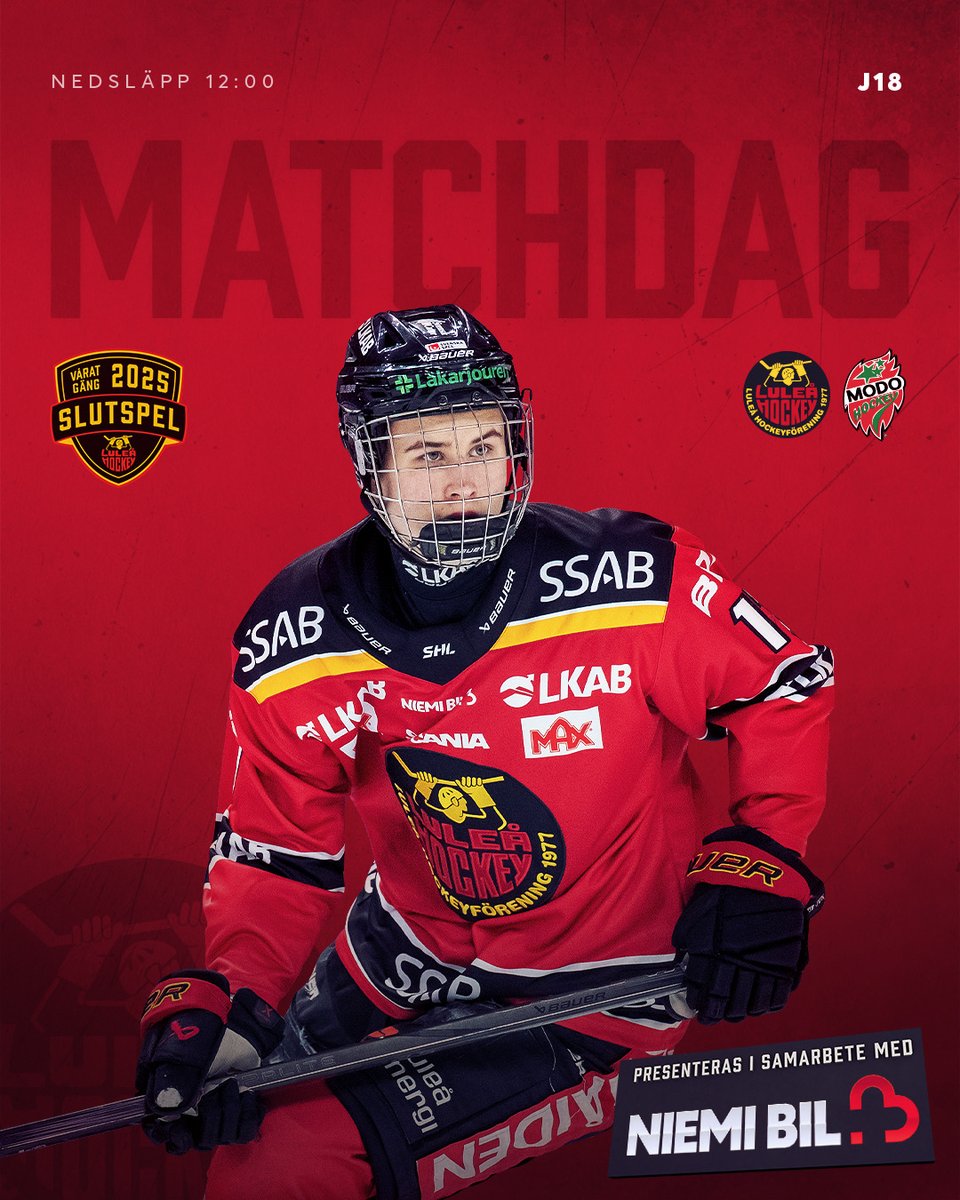 Dagens avgörande Semifinal på hemmaplan för J18 - presenteras i samarbete med Niemi Bil.

Nedsläpp kl 12:00 i Coop Norrbotten Arena för tredje semin mot Modo. Fri entré för alla! Så välkommen att se framtidens LHF:are.