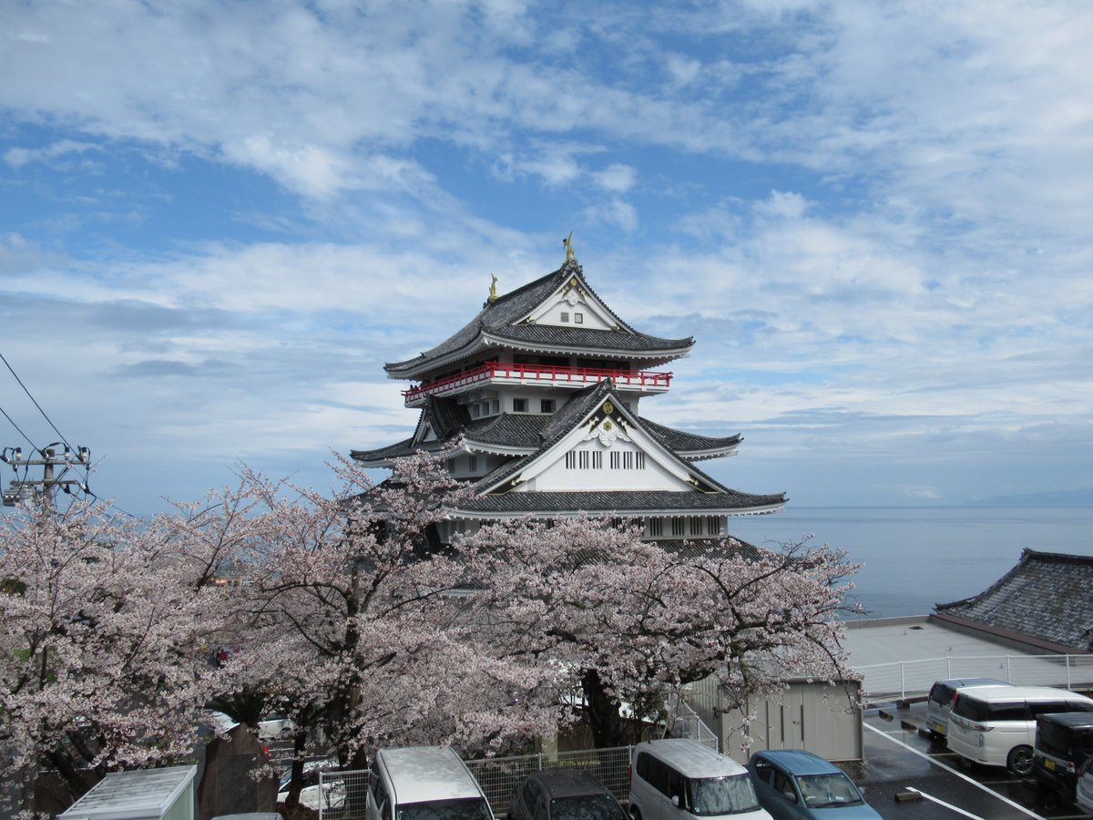 AtamiCastle's tweet image. 熱海城さくら開花状況です。本日お城の前は散り始め。庭園は手前満開、奥は5分咲きです。桜まつりは本日で終了いたします。夜桜営業も本日行います。#熱海城 #熱海 #開花 #桜 #さくら #夜桜 #ソメイヨシノ #夜桜 #Atami #SAKURA #Atamicastle