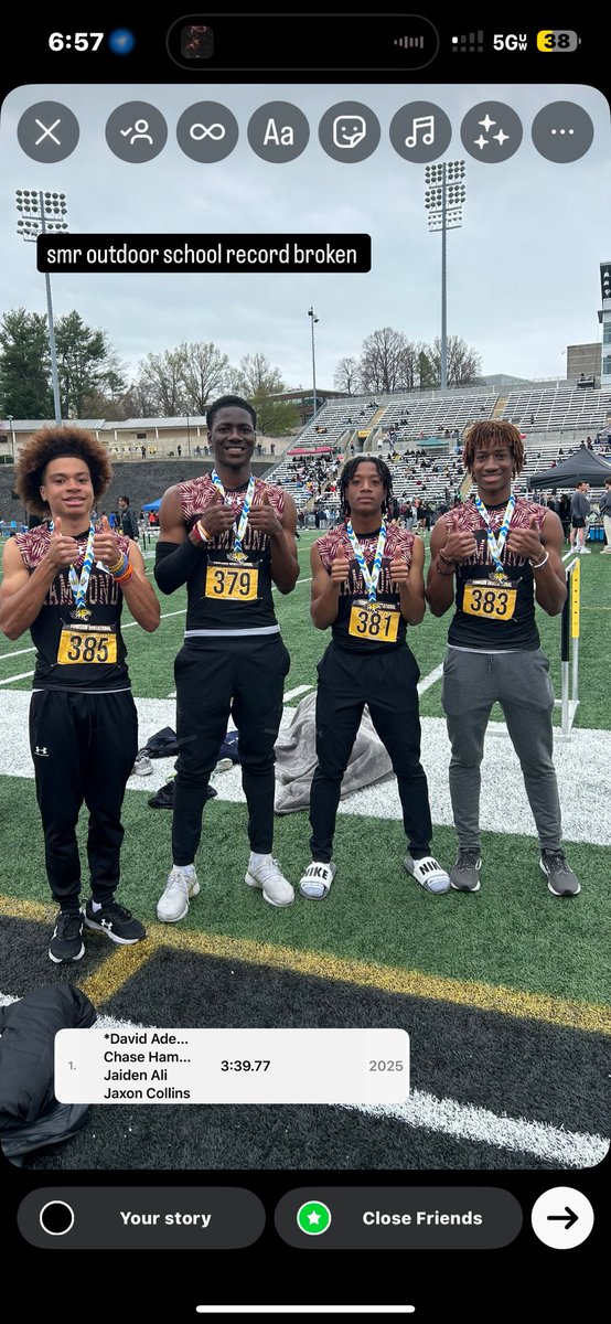 ChaseJHampton's tweet photo. Placed second overall in the Boys SMR and broke the outdoor record https://t.co/7KzCp0sXIn